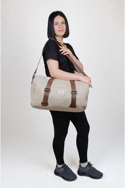 KAFF Beige Shoulder Strap Waterproof Fabric Unisex Travel Gym Fitness Sports Bag -1010