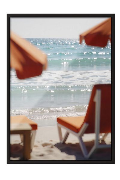 Postifull Black Framed Poster, Charming Seascape, Photo, Blue Color Poster, 2025 Summer Selection, No