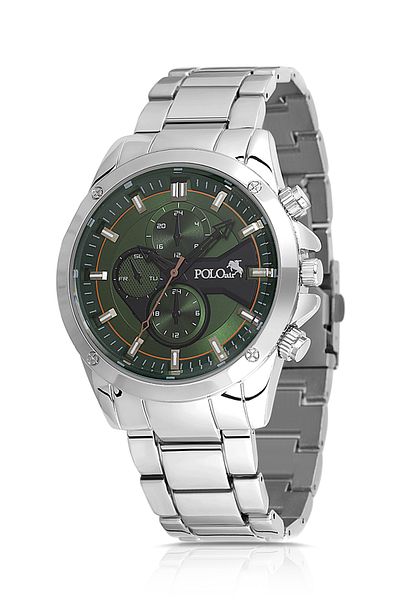 Polo Air Men's Wristwatch Silver Dark Green Color Pl-0993E4X