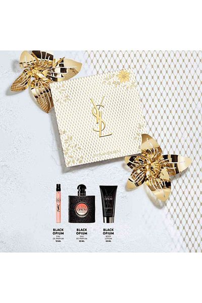 Yves Saint Laurent YSL Black Opium Gift Set – Eau de Parfum 50ml + Body Lotion 50ml + Eau de Parfum Travel 10ml