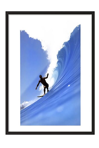 Postifull Poster cu cadru negru, Surfing pe mare, Fotografie, Poster de culoare albastră, Selecție de vară 2025, NR:109605
