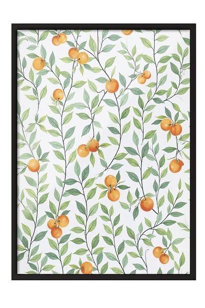 Postifull Black Framed Poster, Oranges, Illustration, Orange Color Poster, Summer Selection 2025, No:109539