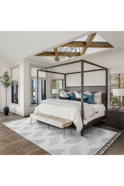 SARAZ HALI S434 Beyaz Bukle Halı – Saraz Buklem Koleksiyonu Salon Halısı, Mutfak Halısı, Antre Hol Halısı