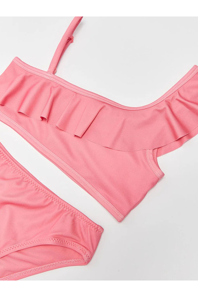 LC Waikiki LCW ECO Pink Ruffle Λεπτομερές κοριτσίστικο μπικίνι