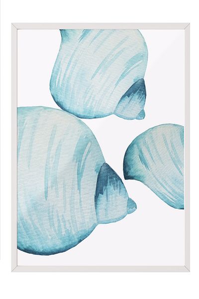 Postifull White Framed Painting, Whale, Watercolor, Blue, White Color Poster, 2025 Summer Selection, No:109833