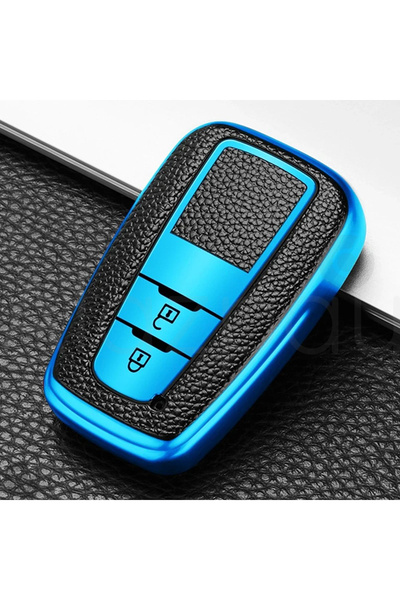 Alazpay Husă pentru chei din TPU cu aspect de piele pentru Toyota C-HR Coroll...