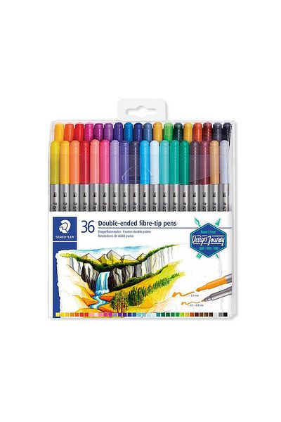 Staedtler Set de 36 markere cu fibră cu două capete, Staedtler, culori asortate 3200-TB36