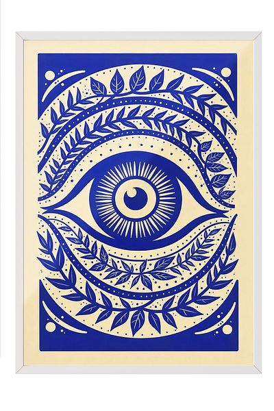Postifull Poster cu cadru alb, ochi fermecător, ilustrație, poster de culoare albastră, selecție de vară 2025, NR:109592