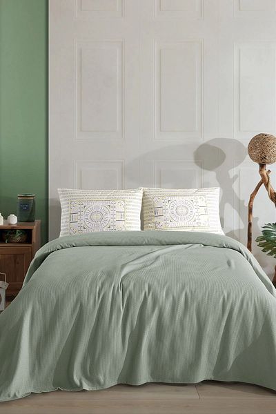 Elart Mademoiselle Pique Set 4 Pcs (200X220 cm) Green Fitted Sheet