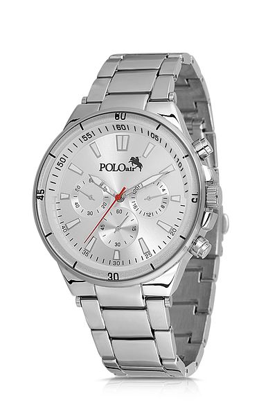 Polo Air Classic Metal Case Men Wrist Watch Silver Color Pl-0994E4X