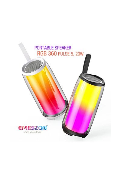 EMESZON Portable speaker RGB 360 LED Pulse 5, EMESZON®, 20W, Bluetooth 4.0, Type C, Micro SD, Jack, white