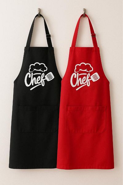 Miabella Home Double Chef Kitchen Apron Cook Apron Set of 2 Chef Cook Apron Double Apron Durable Fabric Stain Resistant