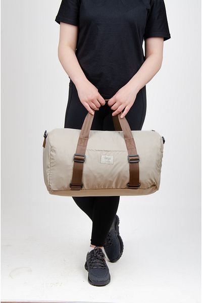 KAFF Beige Shoulder Strap Waterproof Fabric Unisex Travel Gym Fitness Sports Bag -1010