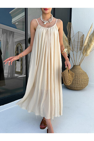 My Blog Taş Askılı Rahat Kesim Elbise - 3173