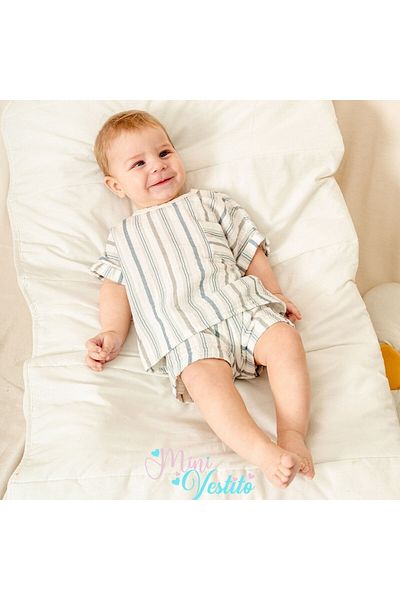 MiniVestito 🌿   Archil Natural Lines Baby Boy Summer Double Set