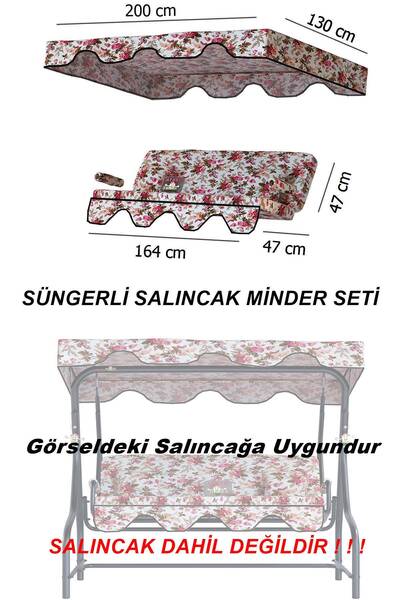 Yekta Home İngiliz 3 kişilik Salıncak Minder Takımı . Yastık Tente Kolluk Min...