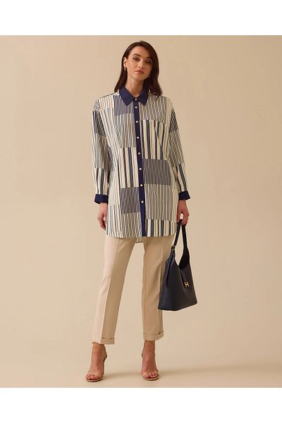 SCL Asymmetrical Striped Relaxed Cut Tunic