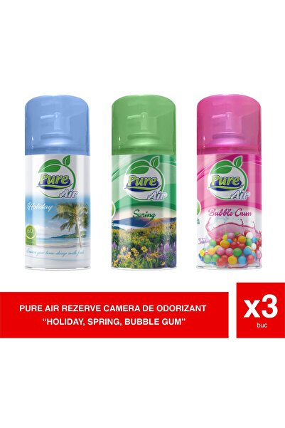pure air Set Rezerve 3 în 1 – Odorizante de Cameră Holiday, Spring, Bubble Gum cu Arome Diverse