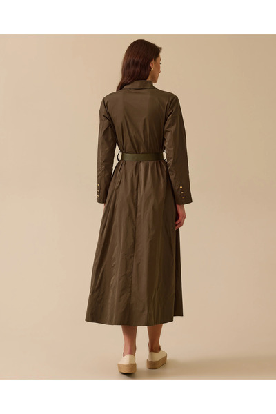 SCL Kemer Detaylı Uzun Kollu Düğmeli Elbise