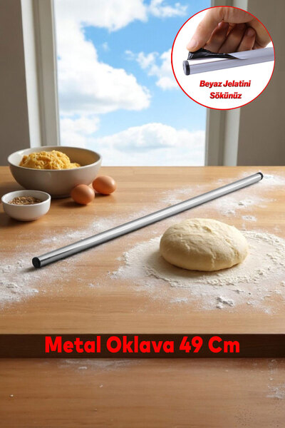 NZB Yuvarlak Silindir Alüminyum Metal Oklava Tekli 49 cm Mutfak Börek Hamur U...