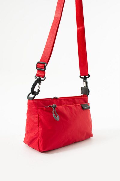 Sanmorris 6010 Women's 3 Compartment Parachute Fabric Adjustable Crossbody Bag Red