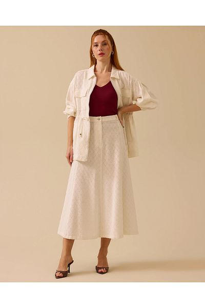 SCL Patterned Button Detailed Skirt