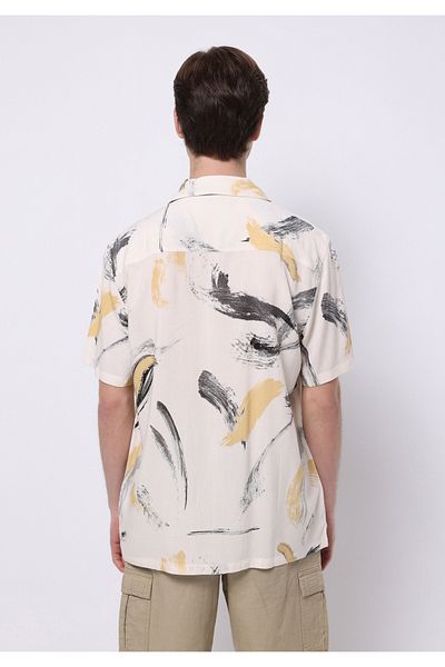 Colin's Regular Fit Shirt Neck Printed Men's Beige Short Sleeve Shirt