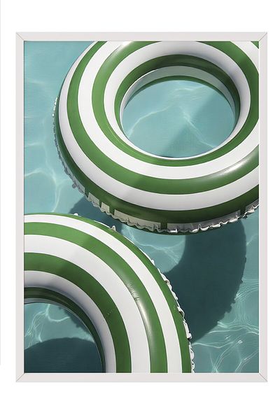 Postifull White Framed Poster, Sea Ring, Photo, Green Color Poster, 2025 Summer Selection, No:109652