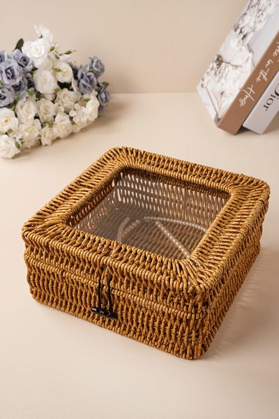 AVANTAGE HOME Mathilda - Rattan Lid Storage Box, Organizer, Organizer, Jewelry Box