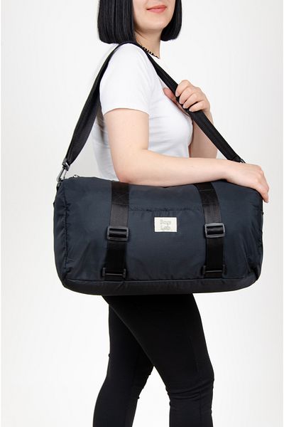KAFF Black Shoulder Strap Waterproof Fabric Unisex Travel Gym Fitness Sports Bag -1010