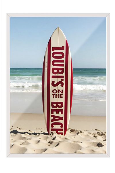 Postifull White Framed Poster Painting, Surfboard, Photo, Red Color Poster, 2025 Summer Selection, No:1095