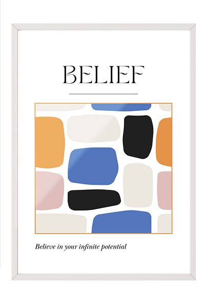 Postifull White Framed Painting, Shapes, Minimalist, Illustration, Multicolor, Beige Color Poster, 2025 Summer Se
