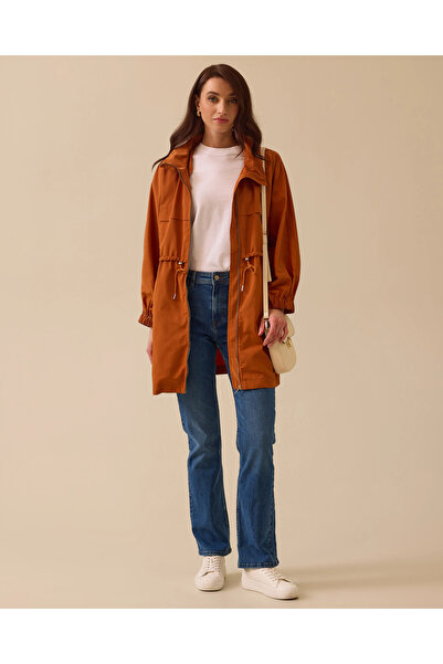 SCL Gizli Kapüşonlu Fermuarlı Trençkot