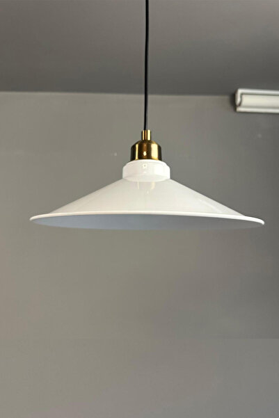 Bamyum Benjamin Beyaz Metal Avize Yarım Lale Başlık Rustik Cafe Mutfak Modern Dekoratif Sarkıt