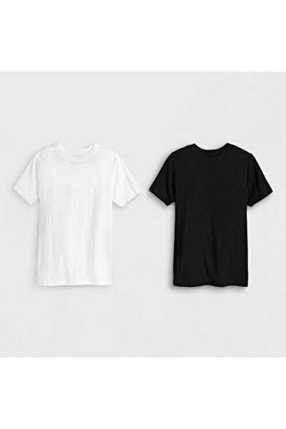 JustBS Tricou casual cu gât rotund, fără imprimeu, pachet de 2