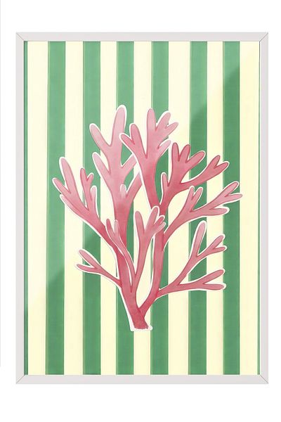 Postifull White Framed Poster Painting, Pink Coral, Illustration, Pink Color Poster, 2025 Summer Selection, No:10