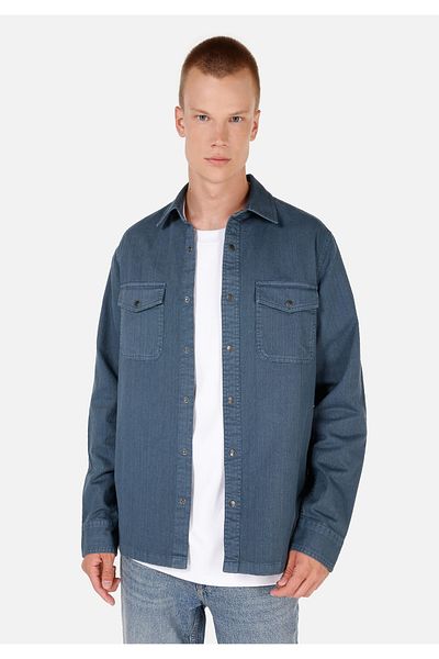 Colin's Comfort Fit Shirt Neck Plain Men's Blue Long Sleeve Shirt