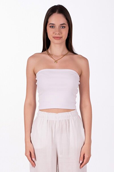 BARRELS AND OIL Lycra Strapless Body - White