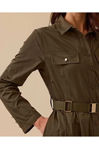 SCL Kemer Detaylı Uzun Kollu Düğmeli Elbise