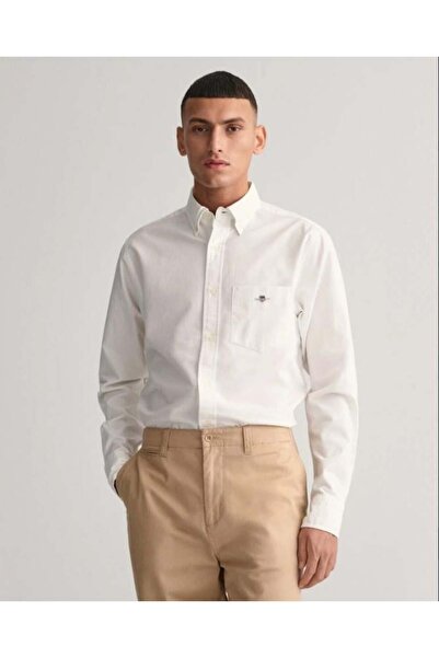 Gant Men's White Regular Fit Buttoned Collar Oxford Shirt