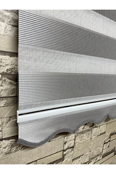 PERDECİNİZ GRİ RENK MİNİ PLİSE ZEBRA PERDE KETEN DOKUMA ALÜMİNYUM KASA İMALAT...