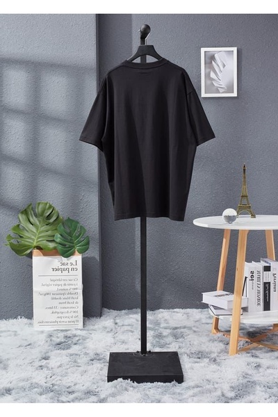 JustBS Tricou negru de bază pentru bărbați