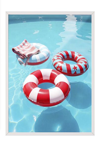 Postifull White Framed Poster, Sea Ring, Photo, Red Color Poster, 2025 Summer Selection, No:109646