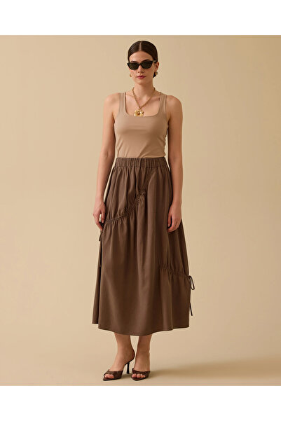 SCL Bağcık Detaylı Bel Büzgülü Etek