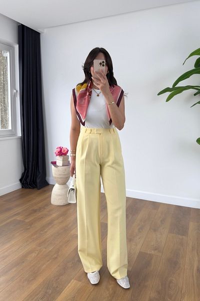 BİRCANÇİL Mary Yellow Palazzo Pants