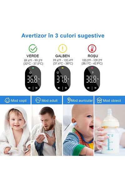 QuTek QuTek™ Digital Thermometer, Infrared, Bluetooth, Non-Contact, Forehead, Ear Temperature Measurement
