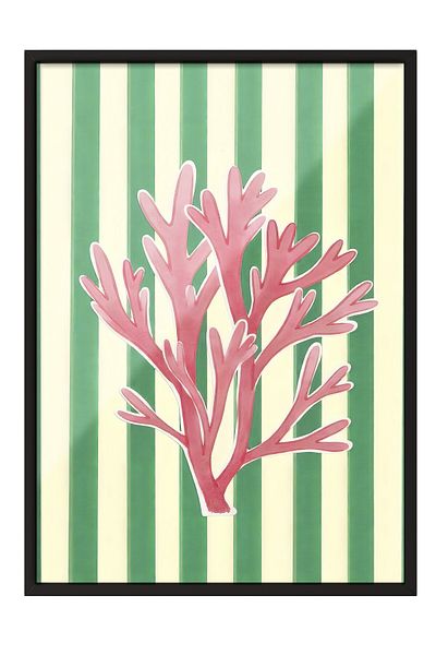 Postifull Black Framed Poster Painting, Pink Coral, Illustration, Pink Color Poster, 2025 Summer Selection, No:10
