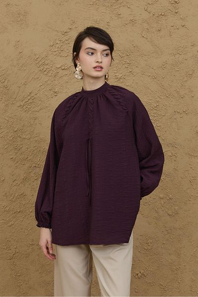 Fahhar Buttonhole Detailed Shirt Plum