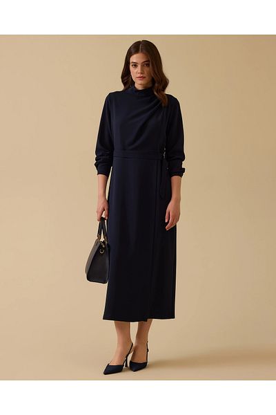SCL Adjustable Waist Stand Collar Dress
