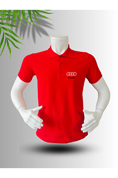 FROOY Audi Logo Printed Polo Neck Cotton T-Shirt